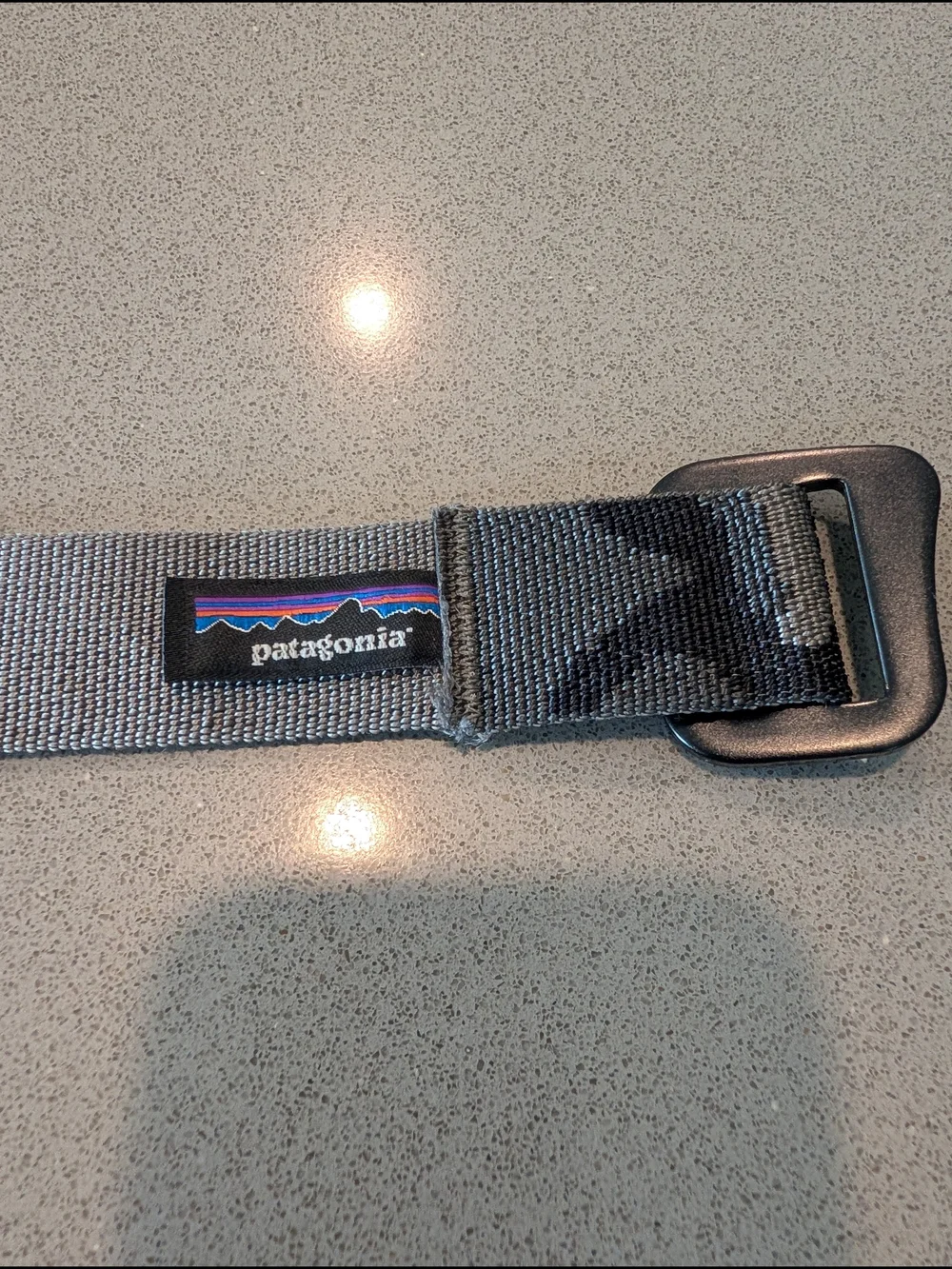 Patagonia Gray and Black Elastic Web Belt with Black Buckle